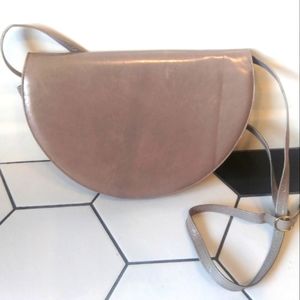FINAL $! VTG Stuart Weitzman Unique Half Moon Purse, Taupe / Tan, Leather, Spain